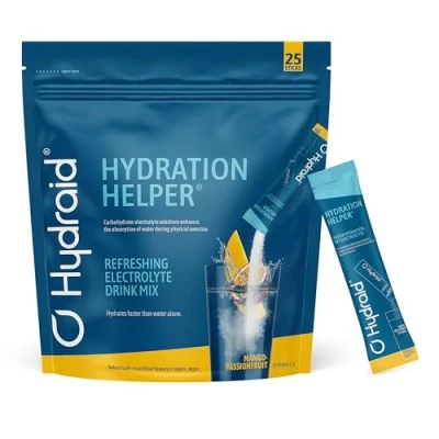 Afbeelding van Hydraid Hydration Helper I Electrolytes Powder Rapid Rehydration &amp; Recovery 25 sachets After Sport Party (25 Sticks (Pack van 1), Mango Passievrucht)