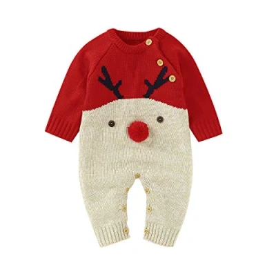 Afbeelding van Baby Peuter Meisje Jongen Kerst Trui Rendier Kleding 0 18 Maanden Outfit 100 Rood 12