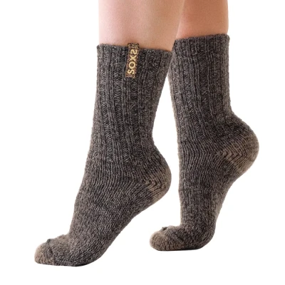 Afbeelding van SOXS.co® Wollen sokken SOX3507 Bruin Kuithoogte Maat 42 46 Golden panther label