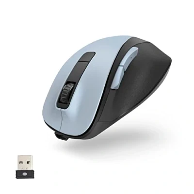 Afbeelding van Hama ergonomische draadloze muis, 6 toetsen, 2,4 GHz, BlueWave, 800/1200/1600 dpi, optische voor laptop/pc, accu, rechtshandigen, poolblauw