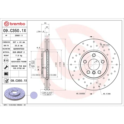 Afbeelding van Remschijf BREMBO 09.C350.1X