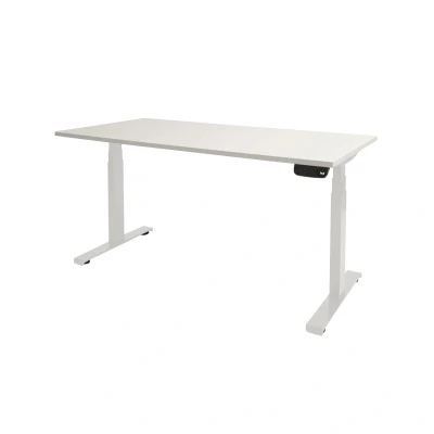 Afbeelding van Dextro plus zit/sta 180x90cm, electrisch hoogte verstelbare werkplek, T poot frame. Frame kleur wit (RAL9010) en blad krijtwit.