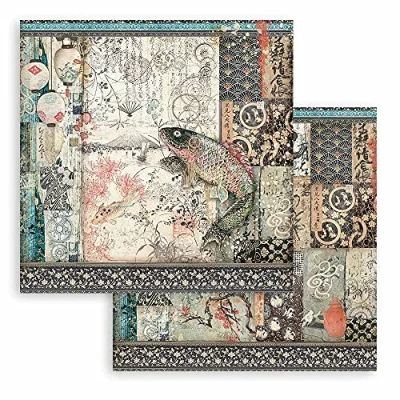 Afbeelding van Stamperia Sir Vagabond in Japan Mechanical Fish 12x12 Inch Paper Sheets (10pcs) (SBB823) (DISCONTINUED)