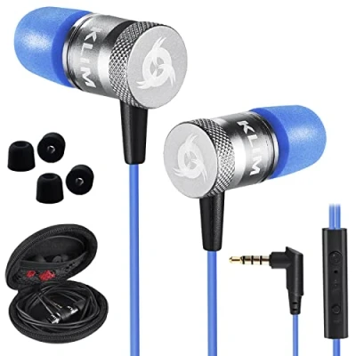 Afbeelding van KLIM Fusion Oortelefoons In ear met microfoon + Zeer Duurzaam 5 jaar garantie Comfortabel Traagschuim Koptelefoon voor Mobiele PC PS4 Xbox One Switch Versie 2021 Blauw