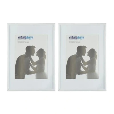 Afbeelding van Relaxdays fotolijst a4 2 stuks fotokader wissellijsten met passe partout voor muur wit
