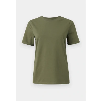 Afbeelding van Pieces Pcria FOLD UP Solid TEE Tshirt basic, Dames, Maat: Large, Deep lichen green