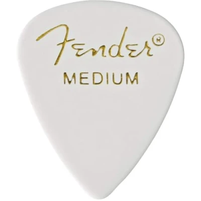 Afbeelding van Fender 351 Shape Premium plectrums (12 stuks) voor elektrische gitaar, akoestische mandoline en bas Medium wit