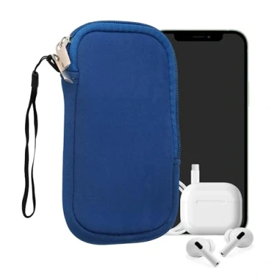 Afbeelding van kwmobile telefoontasje universeel geschikt voor L 6,5&quot; smartphones 16,5 x 8,9 cm Hoesje met rits en polslusje In blauw