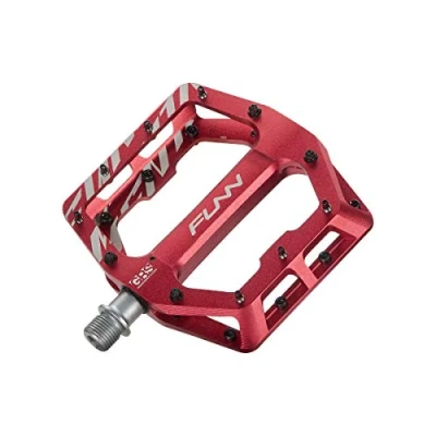 Afbeelding van Funn Funndamental Platte pedalen fietspedalen met breed platform voor BMX/mountainbike, verstelbare grip buitengewone stabiliteit, 9/16 inch CrMo as (rood)