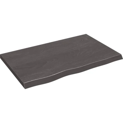 Afbeelding van Wastafelblad 80x50x4 cm behandeld massief hout donkergrijs