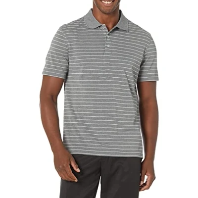 Afbeelding van Amazon Essentials Heren Slim Fit Sneldrogend Golf Poloshirt, Medium Grijs Heather Streep,