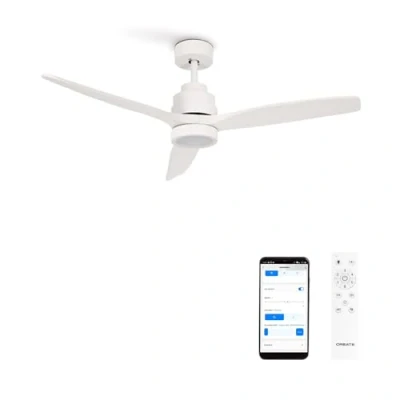 Afbeelding van CREATE Plafondventilator 40W silent Ø132 cm Met Verlichting drie temperaturen Wifi Afstandsbediening 6 Snelheden Timer Zomer/Winter functie Wit WIND STYLANCE