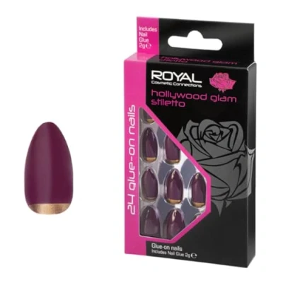 Afbeelding van Royal 24 Stiletto Glue On Nails Hollywood Glam