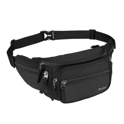 Afbeelding van ProCase Heuptas Heuptasje voor Heren Dames, Fanny Pack Reizen Hardlopen Wandelen Fietsen Joggen Buitensporten Zwart