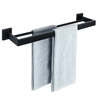 Afbeelding van SAYAYO Handdoekrails Dubbele Handdoekenrek Wandmontage 60 cm Handdoekhouder voor Badkamer Keuken, Roestvrij Staal Mat Zwart,