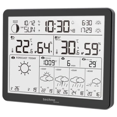 Afbeelding van WD3000 Weerstation met 4 dagen weersvoorspelling, inclusief buitenzender, gegevens op het station en de mobiele telefoon (app direct weer)