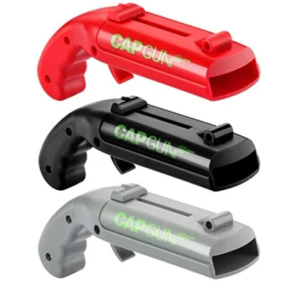 Afbeelding van Flesopener, Cap Gun Bieropener, Bierspellen, Funny Launcher Shooter Flesopener voor Home Party, Outdoor BBQ, Creative Game, Bar Drink Gift Schiet meer dan 5 meter (rood, zwart en grijs)