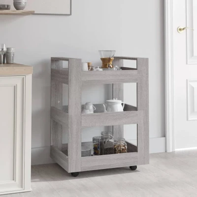 Afbeelding van vidaXL Keukentrolley 60x45x80cm bewerkt hout grijs sonoma eikenkleurig