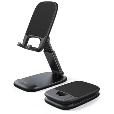 Afbeelding van Lamicall Verstelbare Telefoonstandaard voor Bureau Opvouwbare Telefoonhouder Wieg iPhone 13, 13 Pro, 12 Pro Max Mini, 11 Xs Max, X, 8, SE, S21 S20, 4&quot; 8&quot; Mobiele Telefoons Zwart