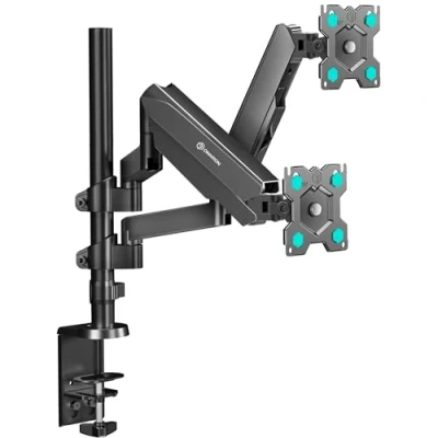 Afbeelding van ONKRON Dubbele monitorhouder van 13 tot 34 inch 8 kg/dubbele monitorarm, Bureau met VESA 75 x of 100 / monitorhouder, PC houder G140 B zwart