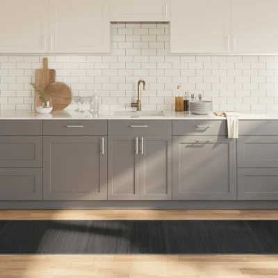 Afbeelding van Vloerkleed rechthoekig 70x400 cm bamboe grijs