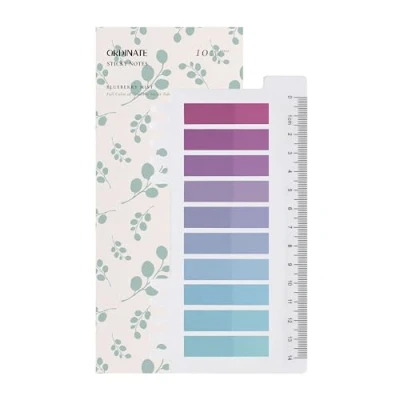 Afbeelding van Ordinate Sticky Notes, 200 stuks, transparante zelfklevende notitieblaadjes om te markeren, plakstrip, bladwijzers, esthetische notitieblaadjes, volledige kleur kleurverloop (L stuks