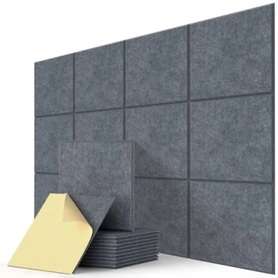 Afbeelding van Zelfklevende akoestische panelen, 12 stuks Geluidsabsorberende wand met hoge dichtheid voor wanddecoratie en behandeling, Afgeschuinde rand akoestisch schuim (30x30x0,9cm)