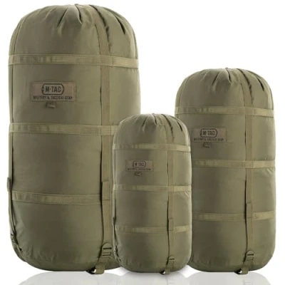 Afbeelding van M Tac compressiezak voor slaapzak, militaire waterbestendige compressiezak, lichtgewicht nylon reizen, kamperen, wandelen, buiten (olijf, 12 liter)