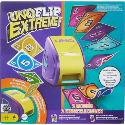 Afbeelding van UNO Flip Extreem, kaartspel voor kinderen, volwassenen of gewoon het hele gezin, een combinatie van en Extreem in één geweldig spel!, JCH61