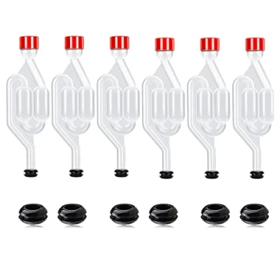 Afbeelding van Brewing Airlock Kit, 12 luchtsluisringen en 6 luchtsluizen, plastic wijnluchtsluis voor fermenteren, brouwen, bier, wijn, zuurkool, kimchi andere fermentatieprojecten (S Bubble airlock)