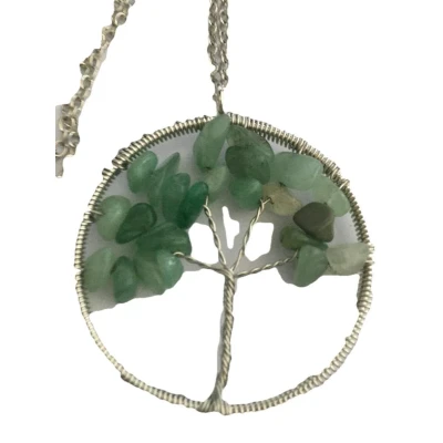 Afbeelding van Petra&#039;s Sieradenwereld Ketting levensboom/tree of life natuursteen groen (834)