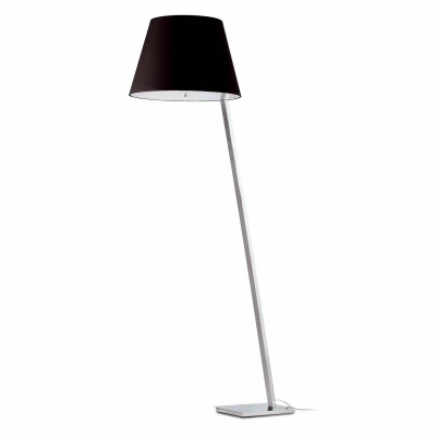 Afbeelding van Faro Lighting Moma 1 Light Vloerlamp Chroom met Zwarte Kap, E27