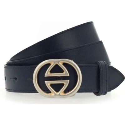 Afbeelding van Vanzetti Leren Riem Leather Buckel Belt W95 Marine Donkerblauw