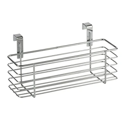 Afbeelding van WENKO Slim, organizer om op te hangen aan lade of kastdeur, ruimtebesparende opslag, geschikt voor badkamer en keuken, zonder boren, van verchroomd metaal, 24 x 11,5 10 cm