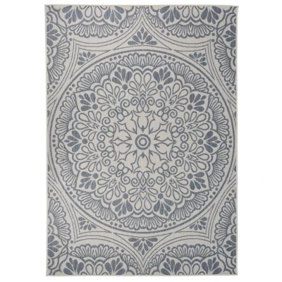 Afbeelding van vidaXL Buitenkleed met patroon platgeweven 140x200 cm blauw