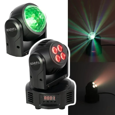 Afbeelding van Ibiza MH ASTRO WASH Dubbelzijdige bogen met 1 effect (1 LED 4 in RGBW) &amp; (4 LED&#039;s 14/18 DMX kanalen Stroboscopisch Feesten, shows, evenementen