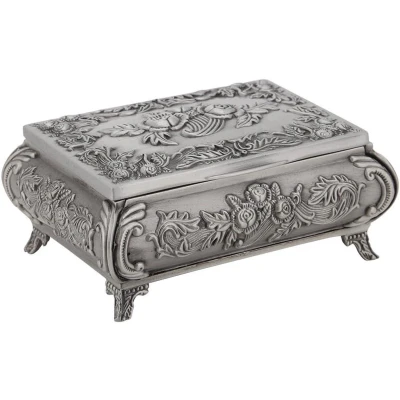 Afbeelding van Allecto Plus Vintage Rose Bloem Doos voor Bruiloft Ringen Antieke Zinklegering Ideaal Kettingen en Oorbellen