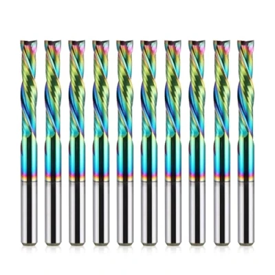 Afbeelding van EU_HOZLY DLC coating, UP down snede, 2 fluiten, spiraalcarbide freesgereedschap, CNC frees, compressie, houten schachtfrees, 1/8 inch schacht, snijdiameter, 17 mm CEL