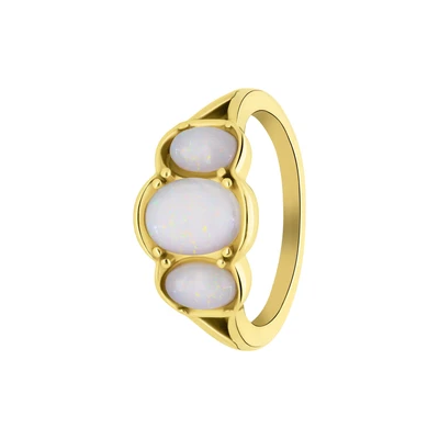 Afbeelding van Lucardi Dames Stalen goldplated vintage Ring opaal Staal Goudkleurig 18 / 57 mm