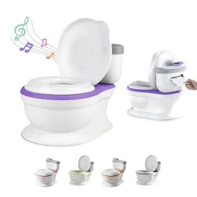 Afbeelding van Potje voor Baby&#039;s met Geluid Zindelijkheidstraining Baby en Kinderpotje Comfortabel, Antislip Spoelgeluid Muziek Gemakkelijk te Leegmaken Verwijderbare Pot
