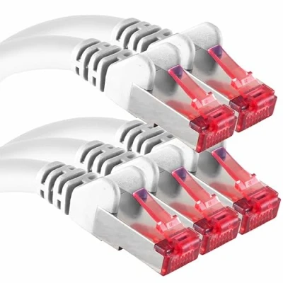 Afbeelding van 1aTTack.de CAT6 netwerkkabel 5 x 1m afscherming CAT.6 RJ45 patchkabel ethernetkabel DSL LAN router switch modem patchveld wit stuks