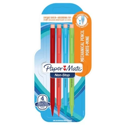 Afbeelding van Vulpotlood Paper Mate non stop HB assorti blister à 4 stuks
