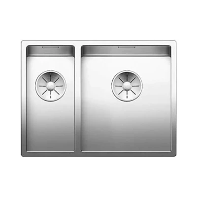 Afbeelding van Blanco dubbele spoelbak Claron 180/340 U onderbouw 521610 nieuw