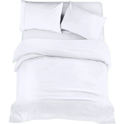 Afbeelding van Utopia Bedding Beddengoed set Geborsteld Microvezel Polyester Dekbedovertrek (200x200cm), Hoeslaken (135x190cm) met Kussenslopen (50x75cm), Wit