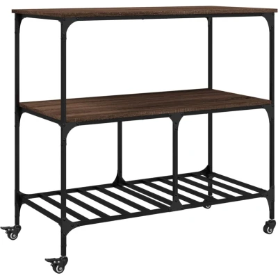 Afbeelding van vidaXL Keukentrolley 100x50x95 cm bewerkt hout bruin eikenkleurig