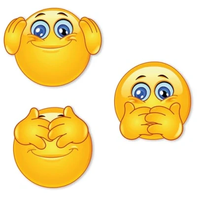Afbeelding van kfz_662 Smiley stickerset, doof, stil, blind, rond, Ø 9 cm, grappige emoticon stickers voor laptop, notebook, deur, scooter, auto, zelfklevend, weerbestendig,