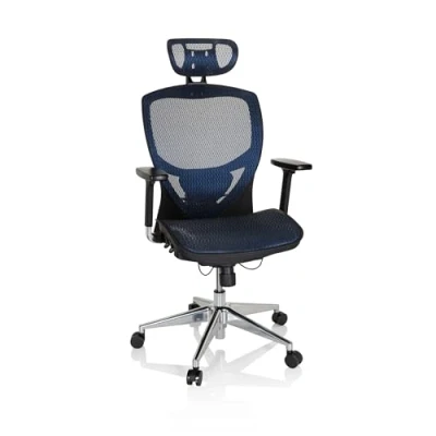 Afbeelding van hjh OFFICE 657010 bureaustoel, directiestoel VENUS ONE netstof, ergonomische flexibele lendensteun, hoog zitcomfort, draaistoel ergonomisch, verstelbare armleuningen, bureaustoel