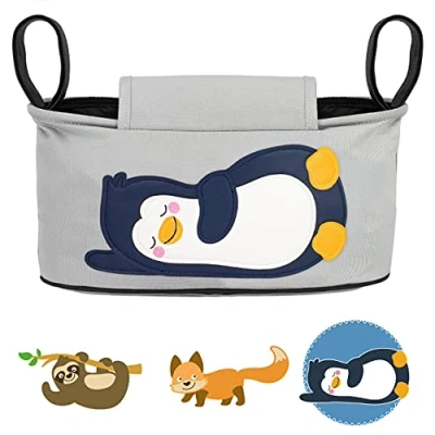 Afbeelding van GLÜCKSWOLKE Kinderwagentas 6 Motieven I Kinder Buggy Tasche Kinderwagen Organizer met Disposer van vochtige doekjes Tas Opbergtas voor Baby Stroller Pram Motief Pinguin