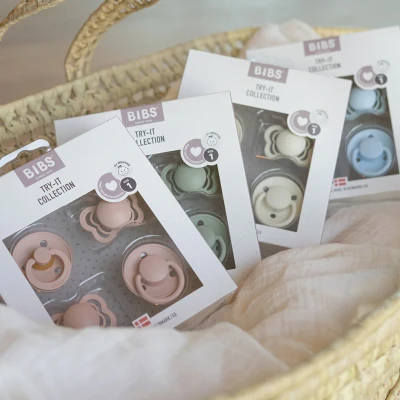 Afbeelding van BiBS Try it Collection Fopspenen Fase 1 Baby Blue 4 stuks