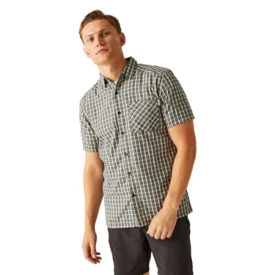 Afbeelding van Regatta Kalambo Viii herenshirt met korte mouwen en mouwen, Agave Groen/Ash Check, L